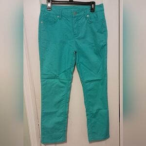 Liz Claiborne turquoise 5 pocket pant, straight leg size 6